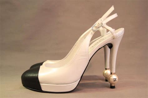 white chanel heels|Chanel pumps with pearl heel.